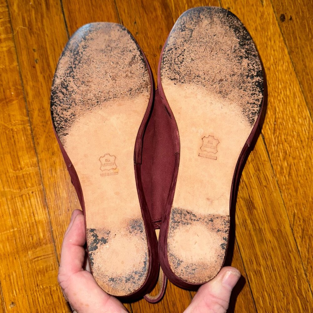 Aris Allen – Brick Red Lace-Up Peep-Toe Cut-Out Suede Dance Wedges (Size 8, EUC) - Picture 3 of 4